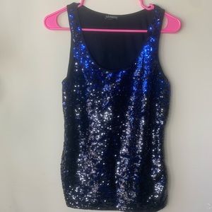Express Black to Blue Sequins tank top